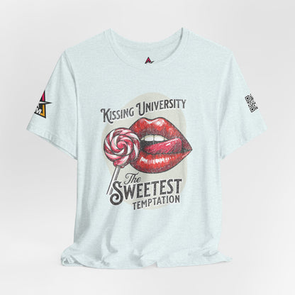 Kissing University Graphic T-Shirt | Sweetest Temptation Tee | Flirty Retro Streetwear Shirt