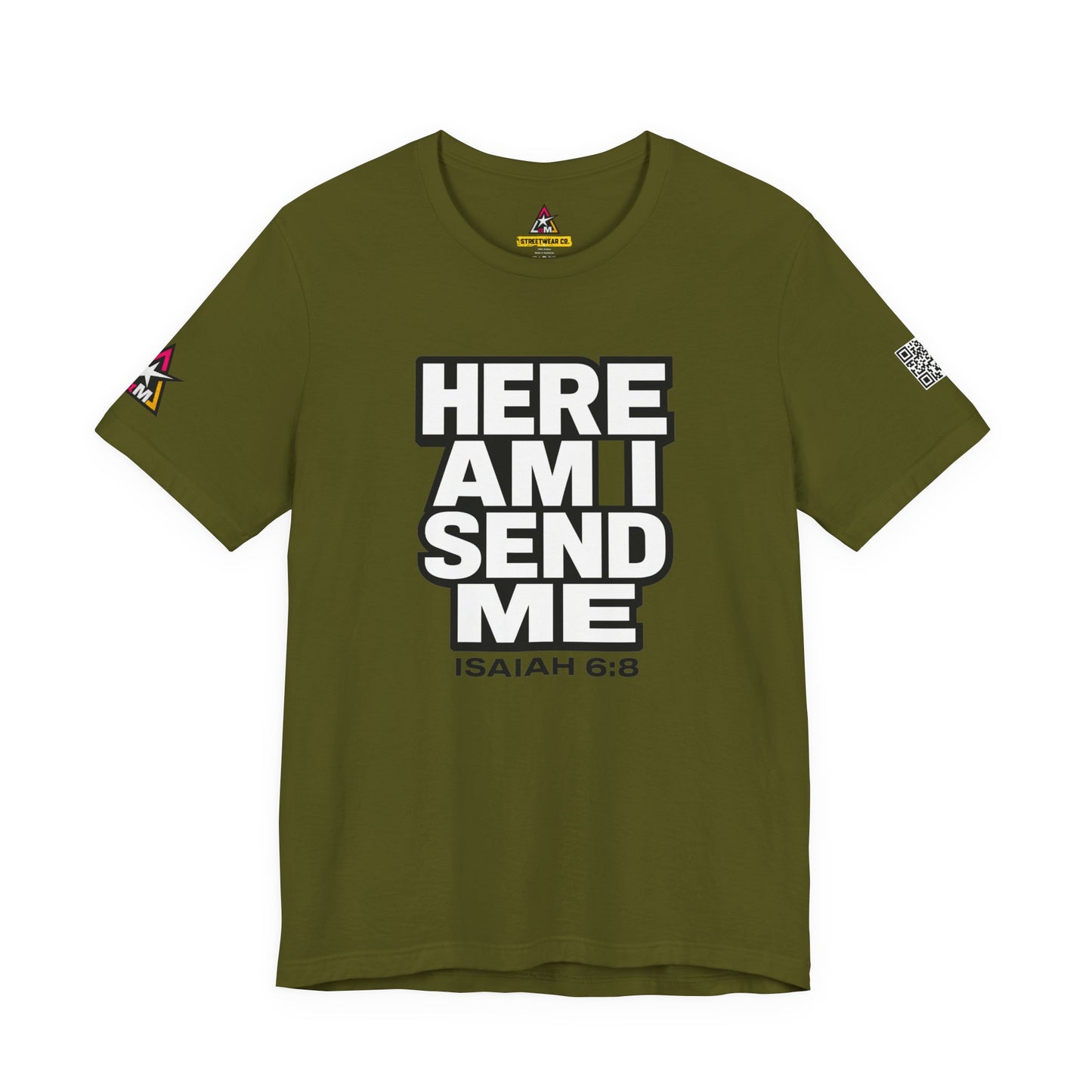 Here Am I, Send Me Graphic T-Shirt | Isaiah 6:8 Christian Tee | Faith Statement Shirt