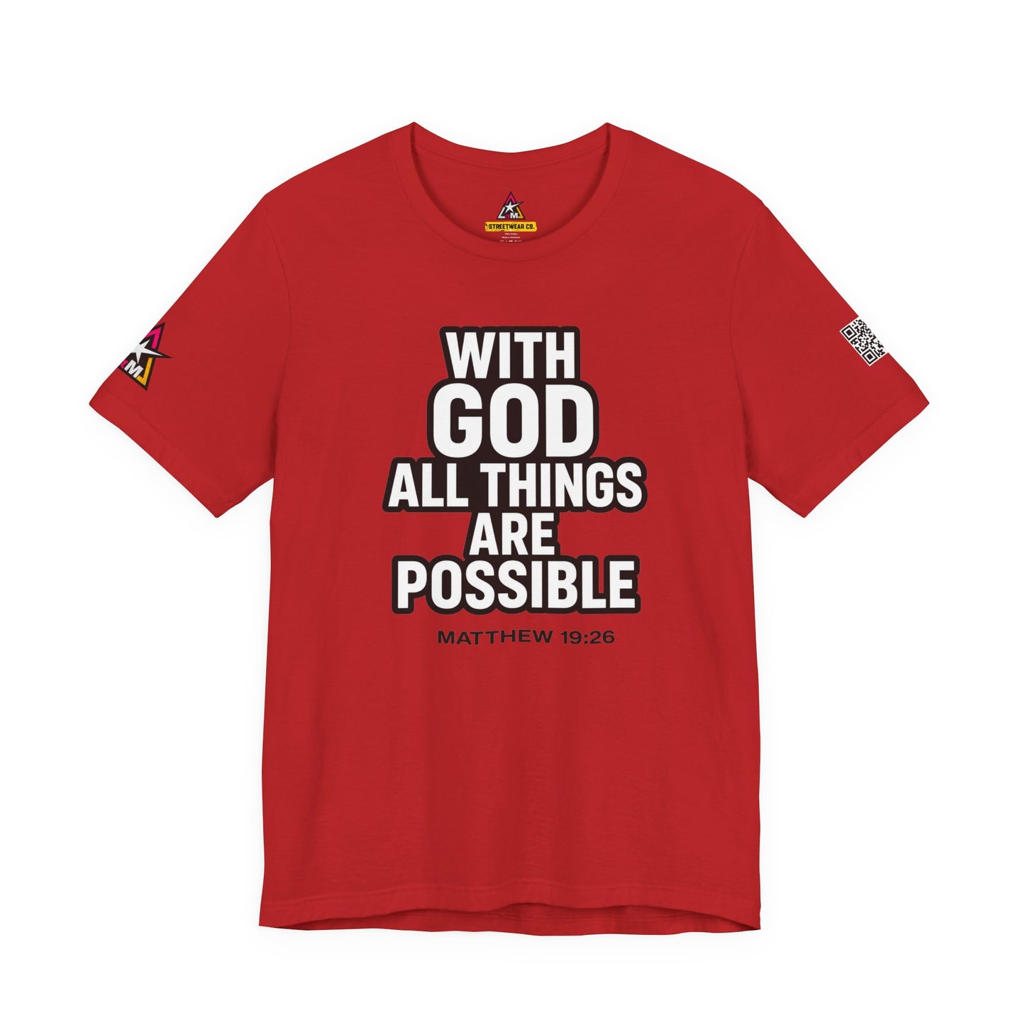 With God All Things Are Possible Graphic T-Shirt | Matthew 19:26 Christian Tee | Faith & Strength Streetwear