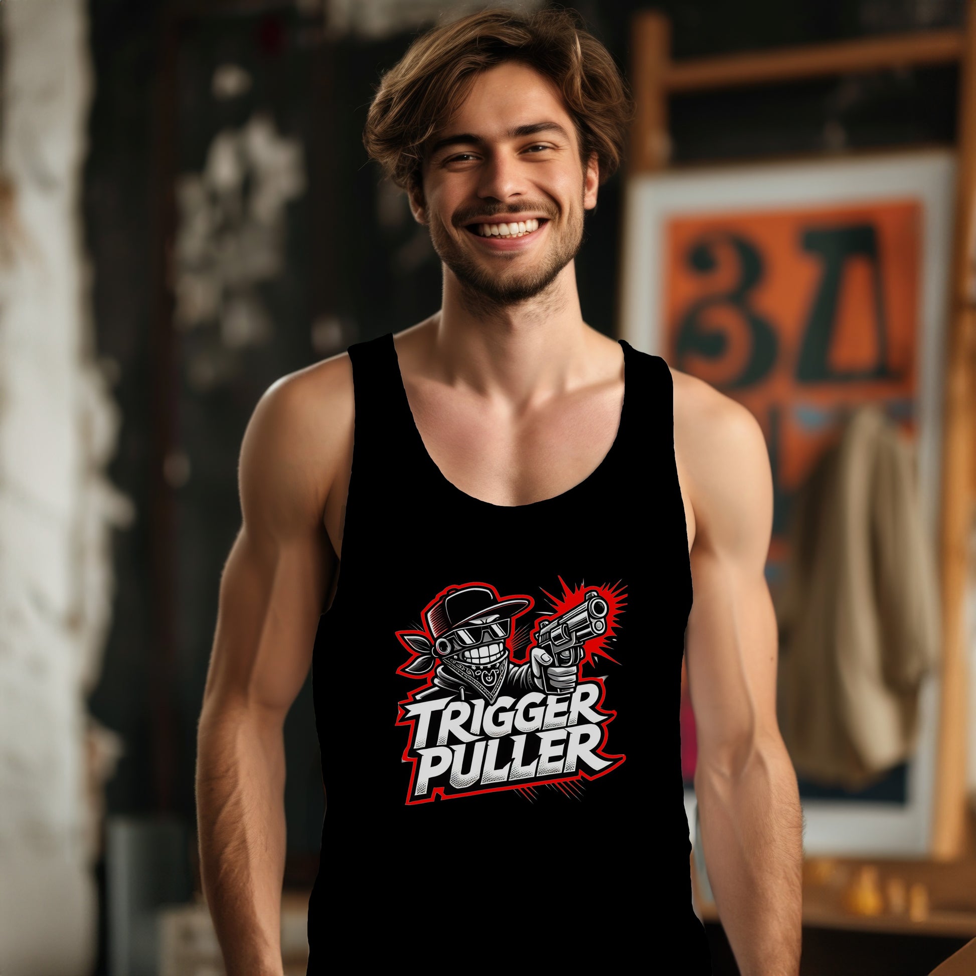 Trigger Puller Graphic Print Stylish Tank Top product