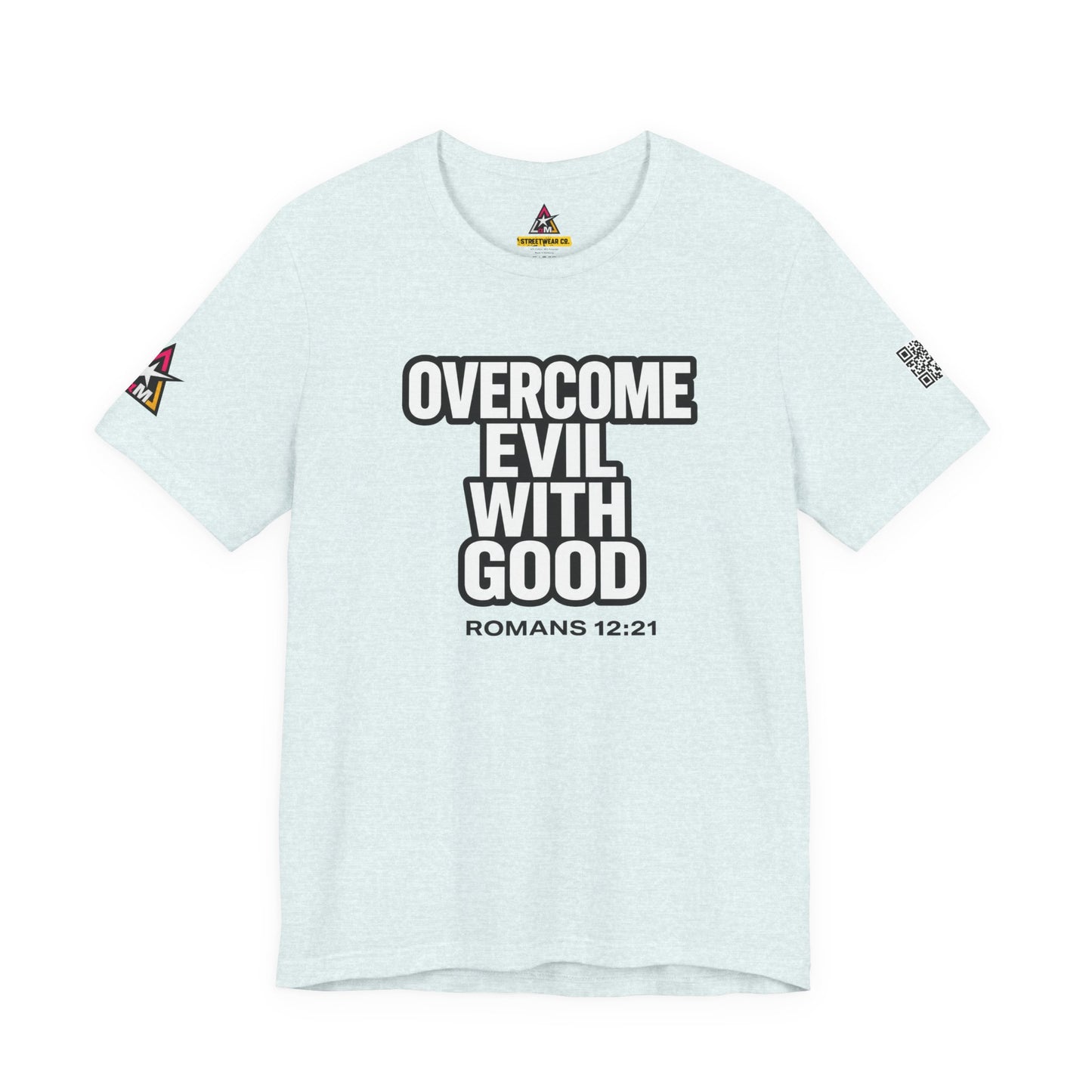 Overcome Evil With Good Graphic T-Shirt | Romans 12:21 Christian Tee | Faith & Strength Streetwear