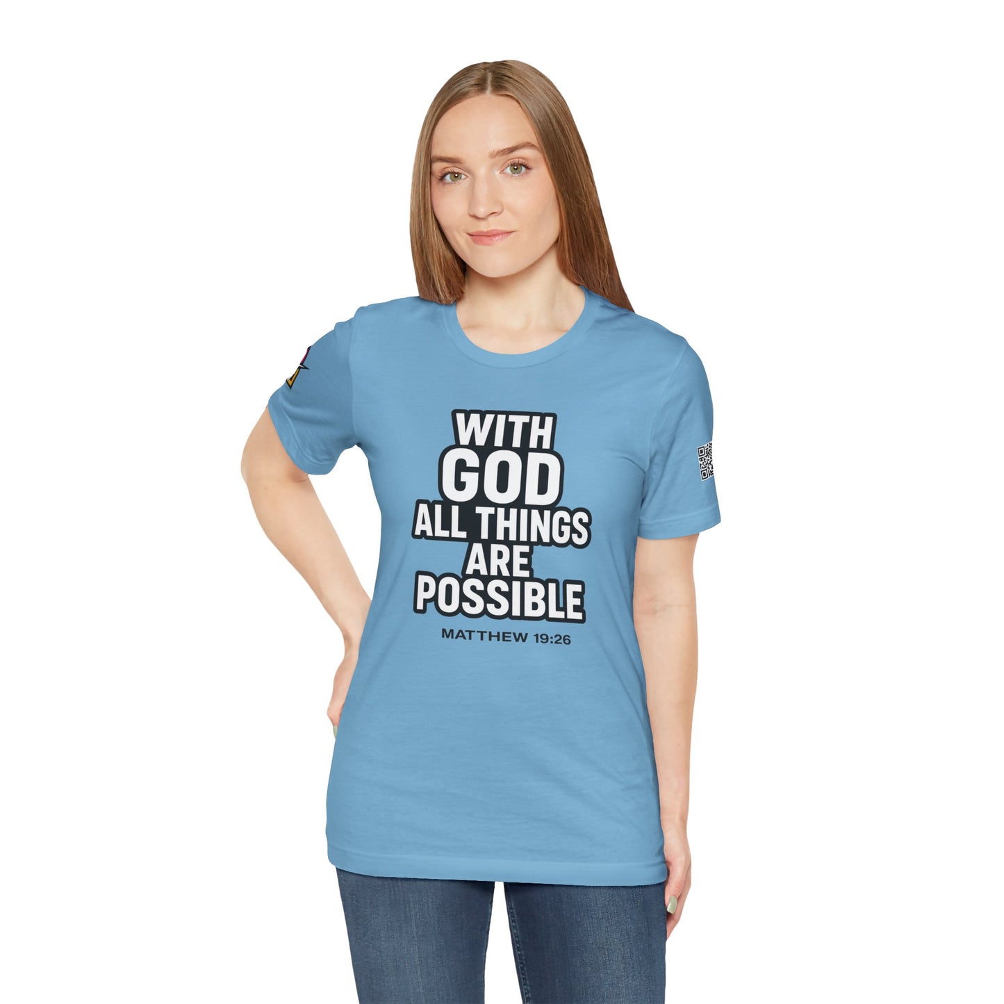 With God All Things Are Possible Graphic T-Shirt | Matthew 19:26 Christian Tee | Faith & Strength Streetwear