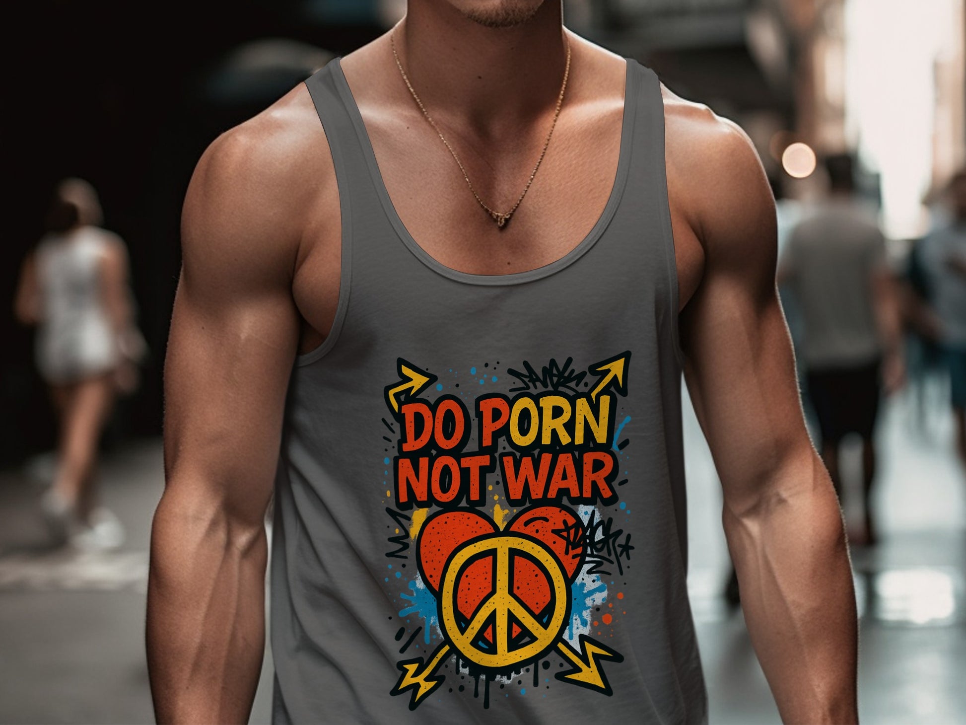 Do Porn Not War Tank Top with Peace Sign Graphic product
