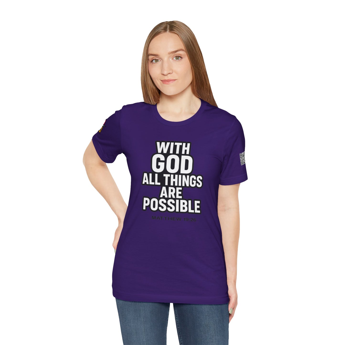 With God All Things Are Possible Graphic T-Shirt | Matthew 19:26 Christian Tee | Faith & Strength Streetwear