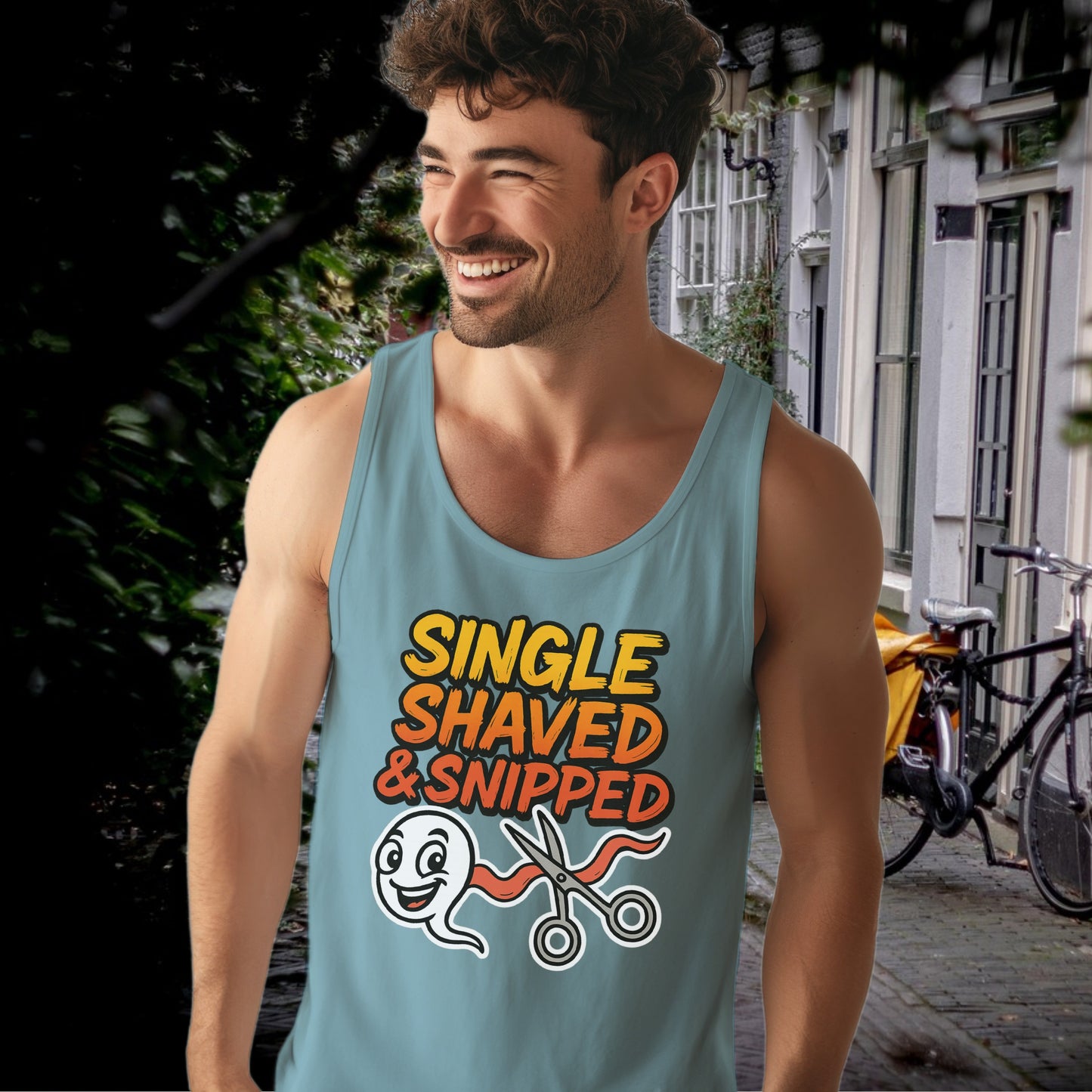 Single Shaved and Snipped Funny Design Tank Top product type