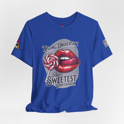 Kissing University Graphic T-Shirt | Sweetest Temptation Tee | Flirty Retro Streetwear Shirt