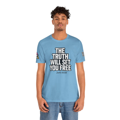 The Truth Will Set You Free Graphic T-Shirt | John 8:32 Christian Tee | Faith Streetwear Shirt