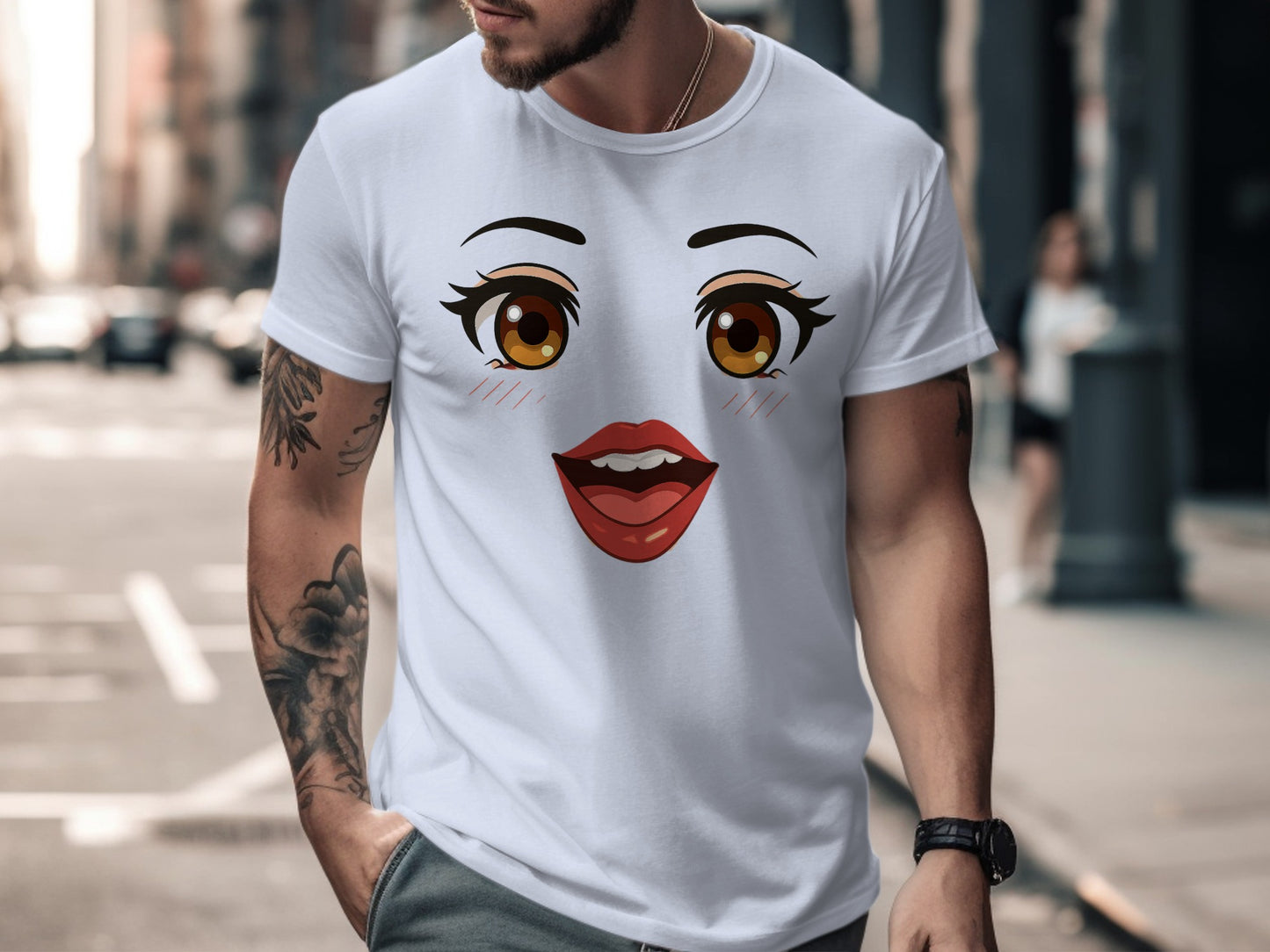 Anime Face Graphic Unisex White Tee shirt product