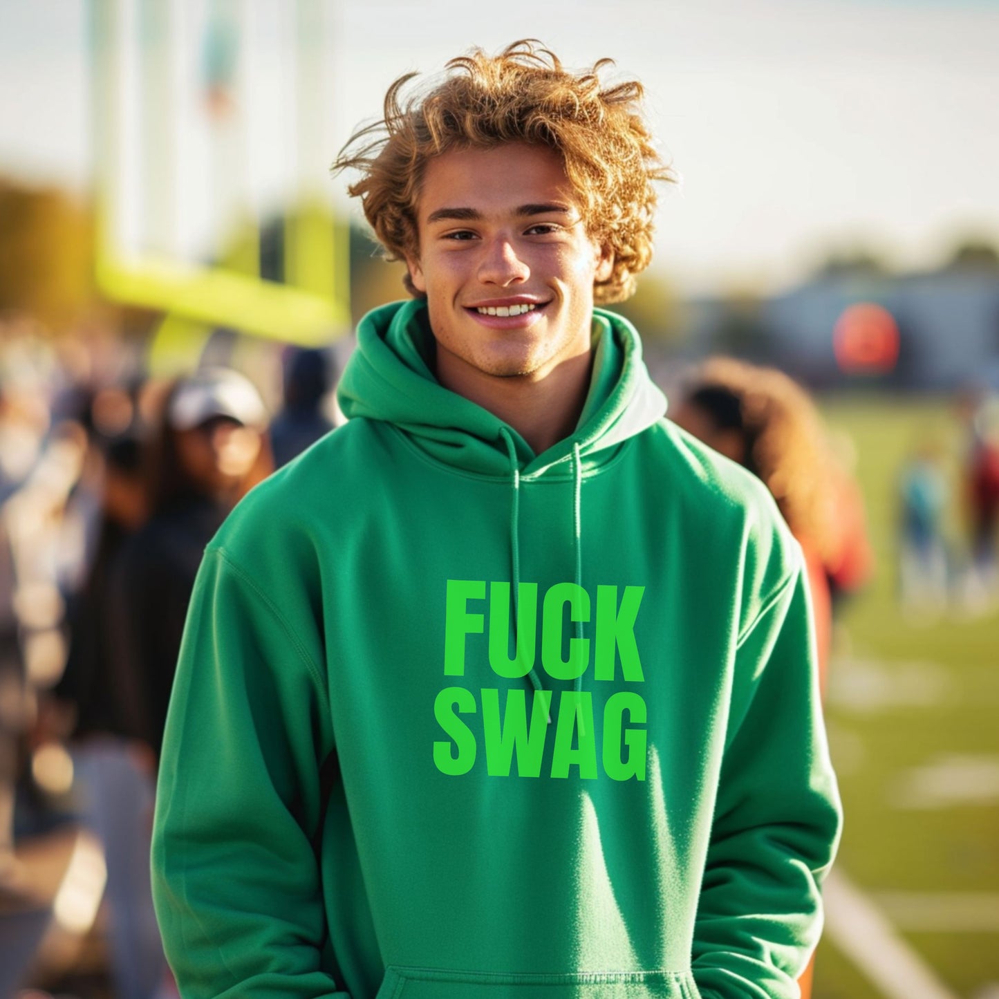 Bold Green Hoodie with Fuck Swag Statement