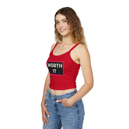 WORTH IT | Funny Dating Graphic Spaghetti Tank | Flirty Confidence Streetwear