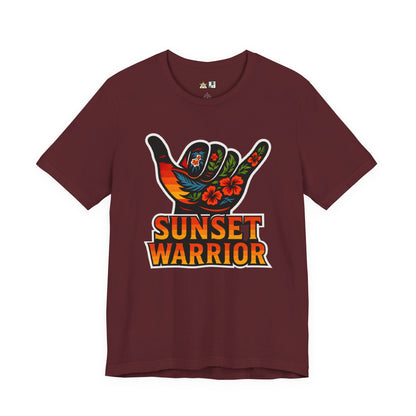 Sunset Warrior Shaka – Unisex Bold Streetwear Graphic Tee