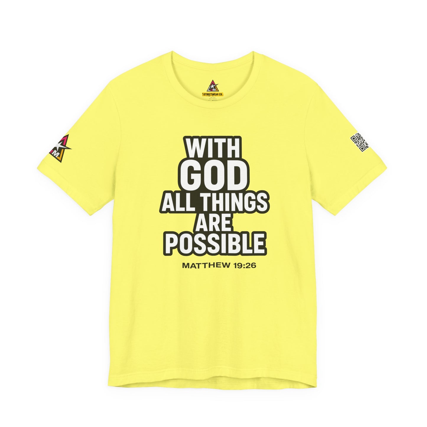 With God All Things Are Possible Graphic T-Shirt | Matthew 19:26 Christian Tee | Faith & Strength Streetwear