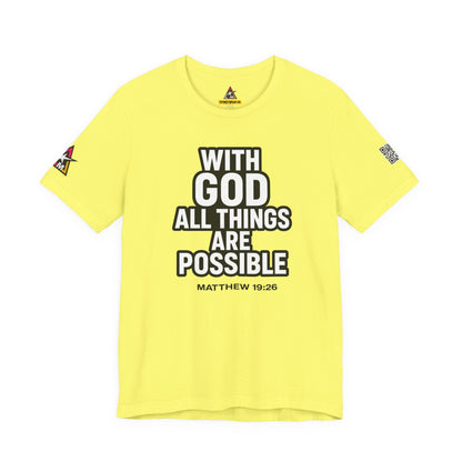 With God All Things Are Possible Graphic T-Shirt | Matthew 19:26 Christian Tee | Faith & Strength Streetwear