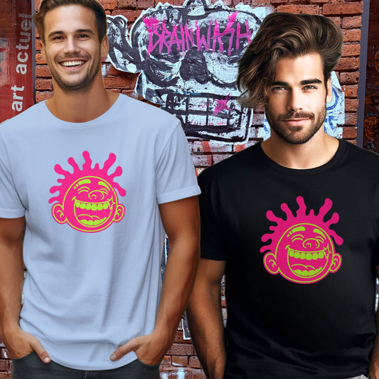 Bold Graphic Tee with Smiling Face Design