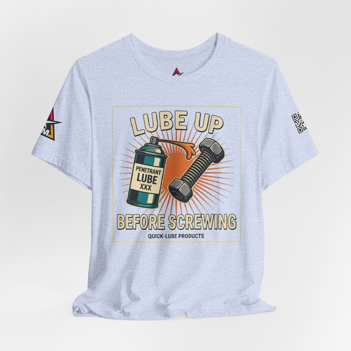 LUBE UP BEFORE SCREWING Graphic T-Shirt | Funny Mechanic Tee | Dirty Garage Humor Shirt | Vintage Automotive Tee