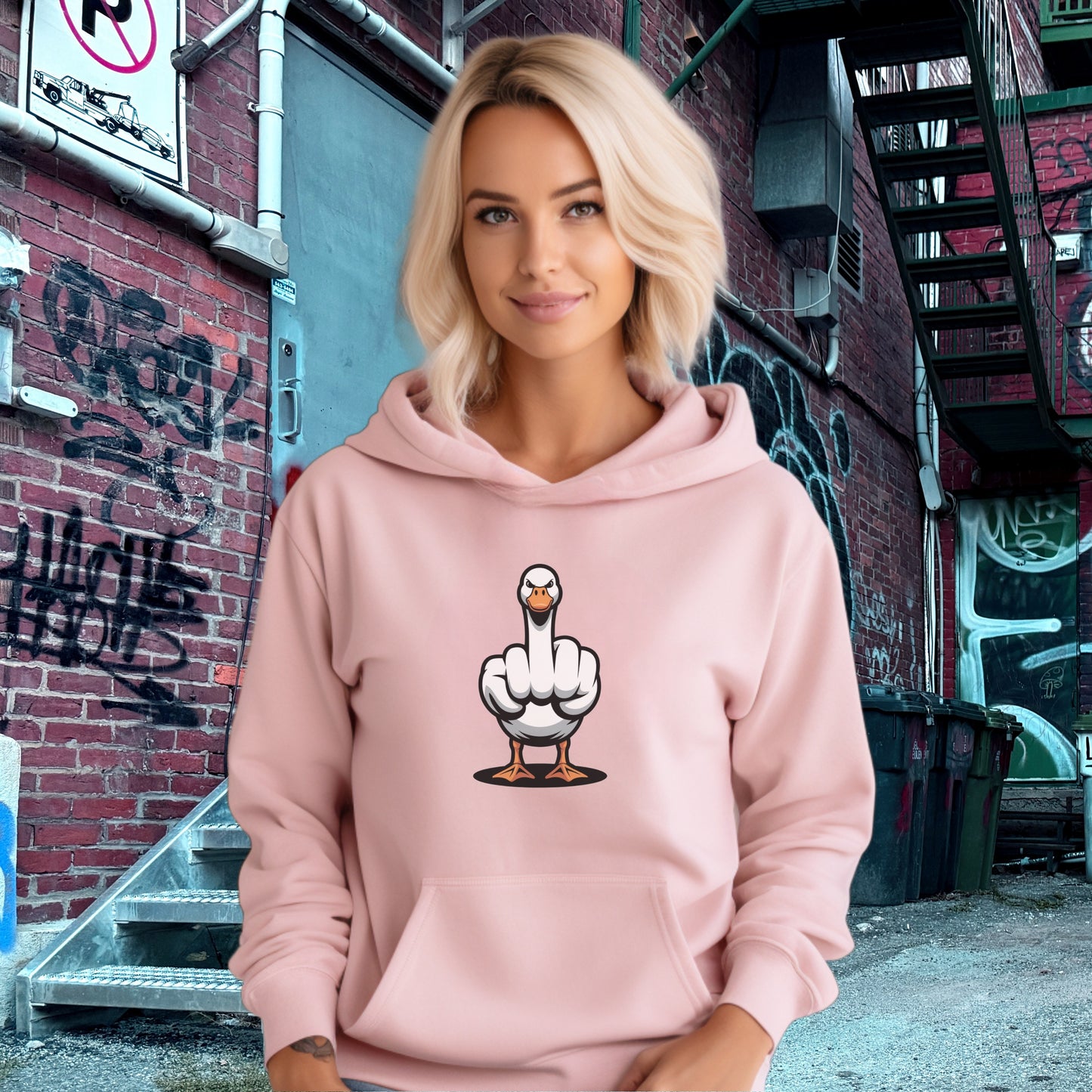Playful Goose with Attitude Hooded Sweatshirt
