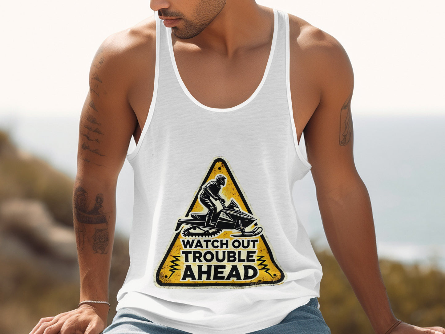 Watch Out Trouble Ahead Warning Sign Tank Top Product