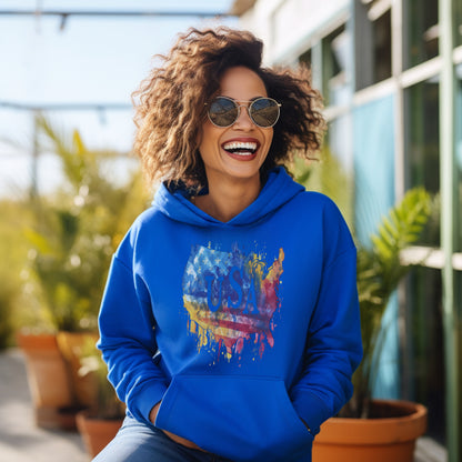 Vibrant USA Printed Blue Hooded Sweatshirt product type