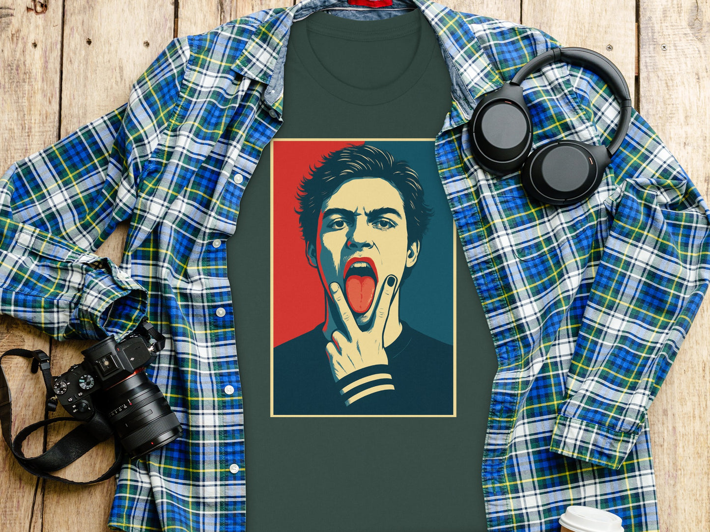 Vibrant Pop Art Style Portrait Graphic T-Shirt