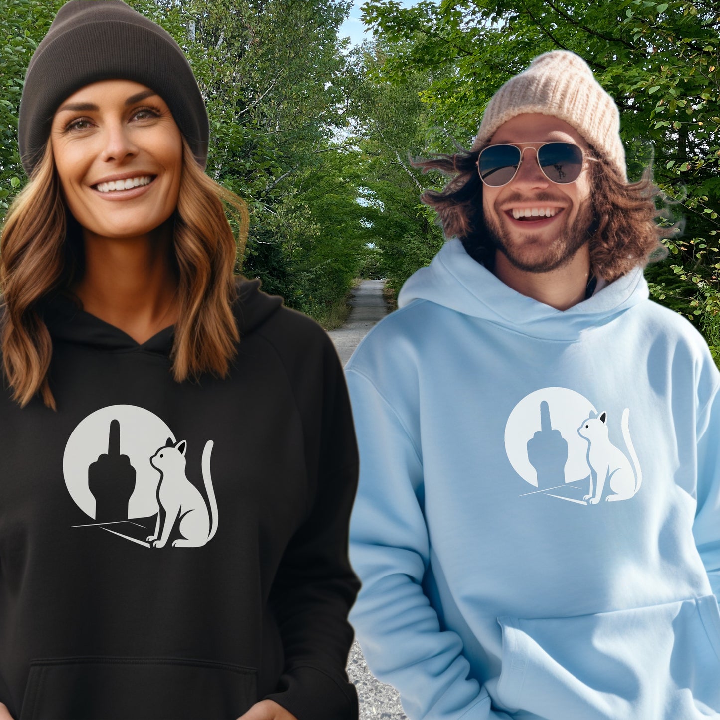 Unique Cat and Moon Design Hoodie product