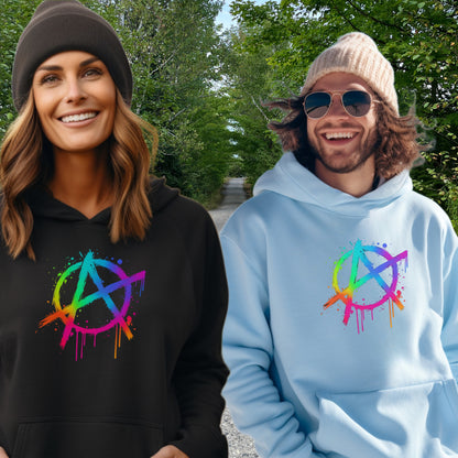 Colorful Splatter A Symbol on Hooded Sweatshirt