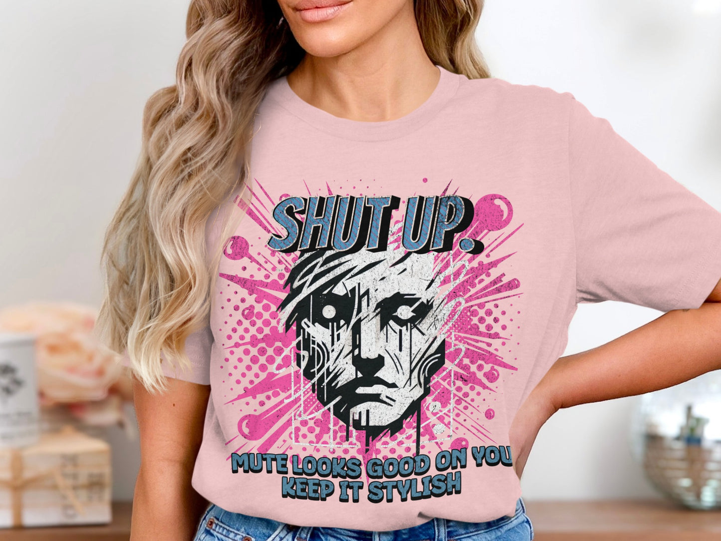 Stylish Graphic Shut Up Mute Looks Good T-Shirt product
