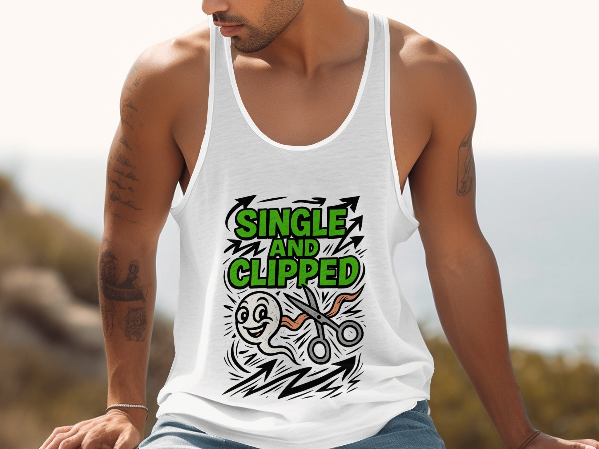 Single and Clipped Graphic Tank Top product