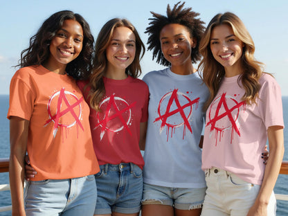 Colorful Casual Anarchy Symbol Design T-Shirt