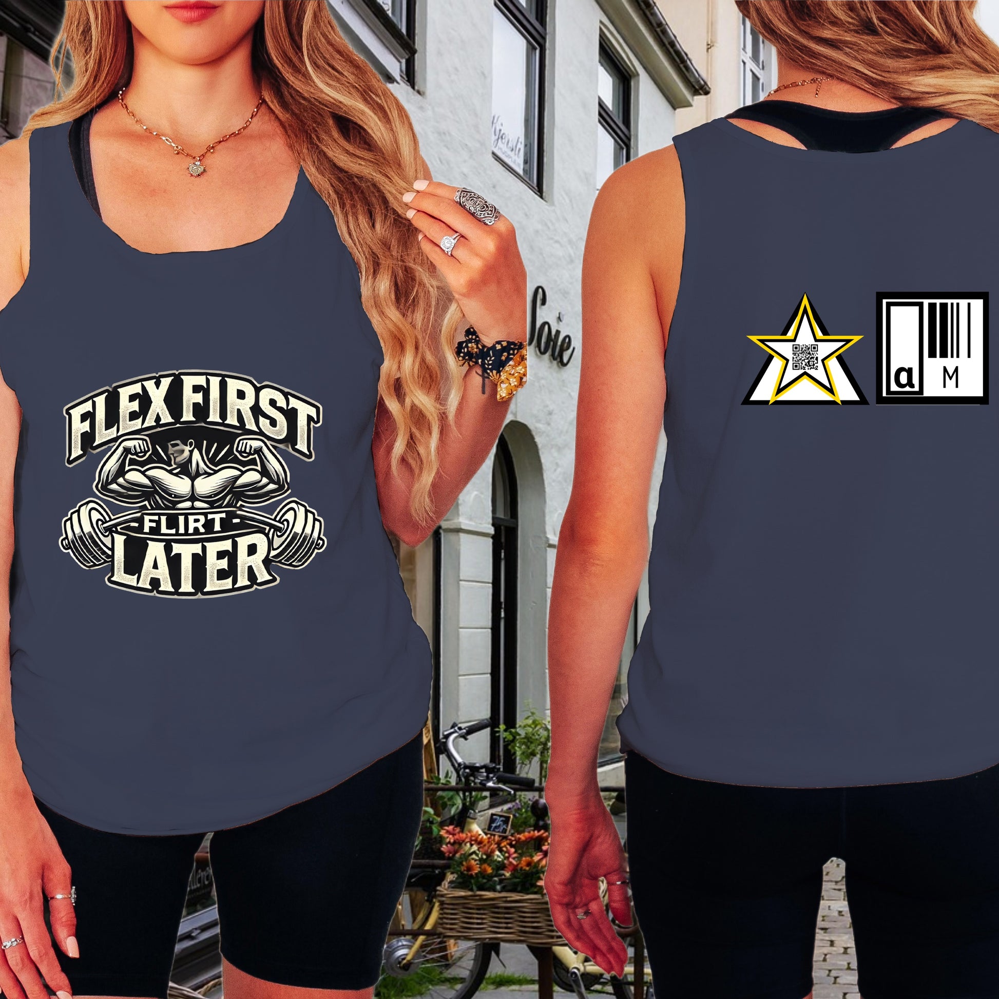 Flex First Flirt Later Graphic Tank Top product type