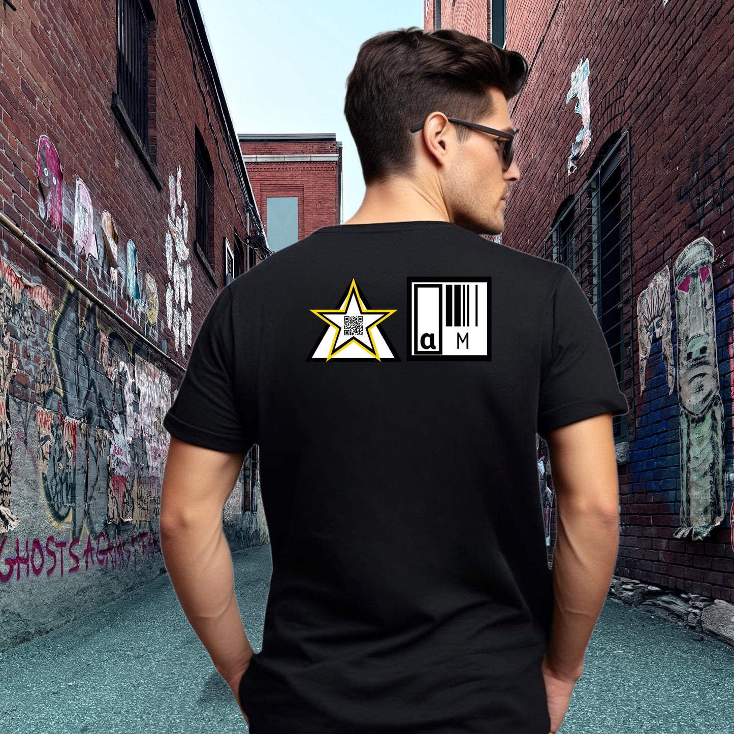 Stylish Black Printed Back Design T-shirt Product