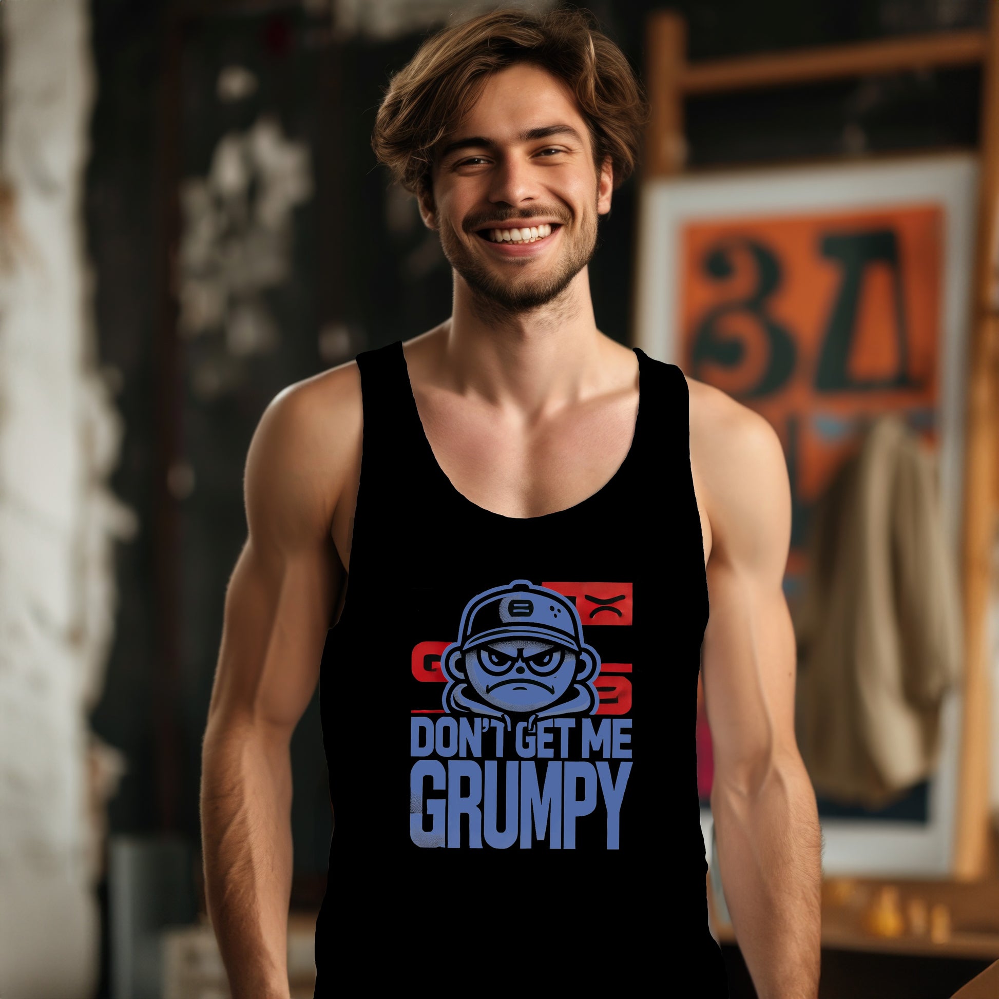 Don't Get Me Grumpy Printed Sleeveless Shirt Product
