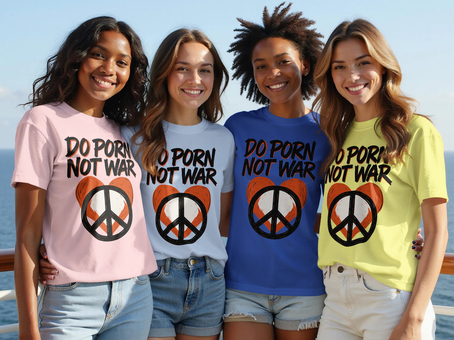 Do Porn Not War Peace Sign Graphic Print T-shirt