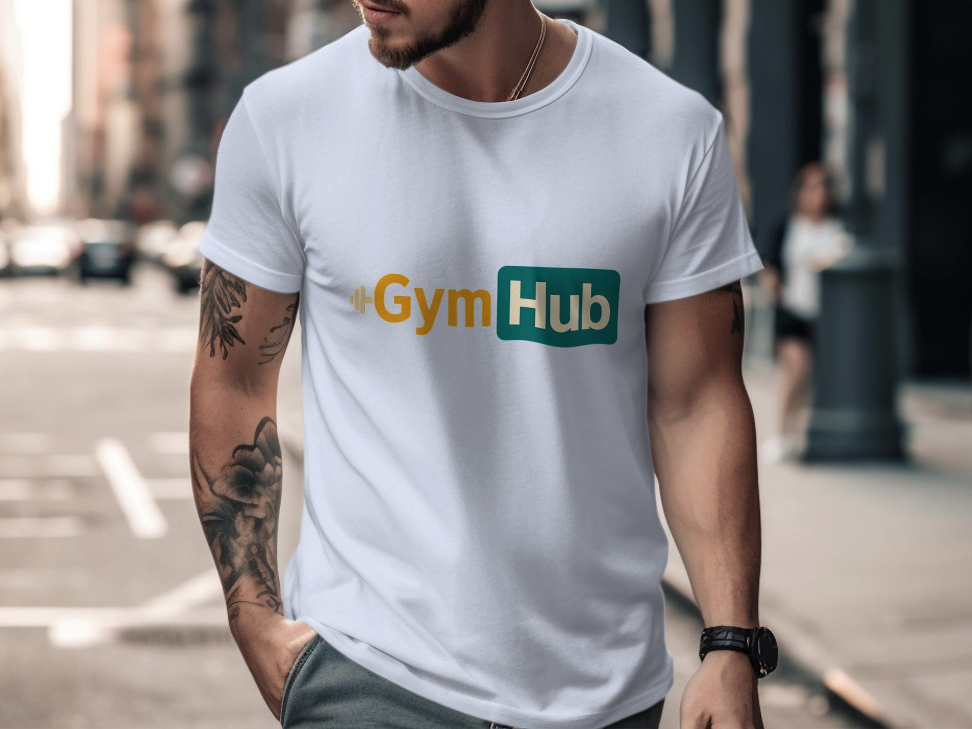 Gym Hub Logo White Short Sleeve T-shirt product