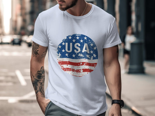 Classic USA Flag Circle Graphic T-Shirt product type