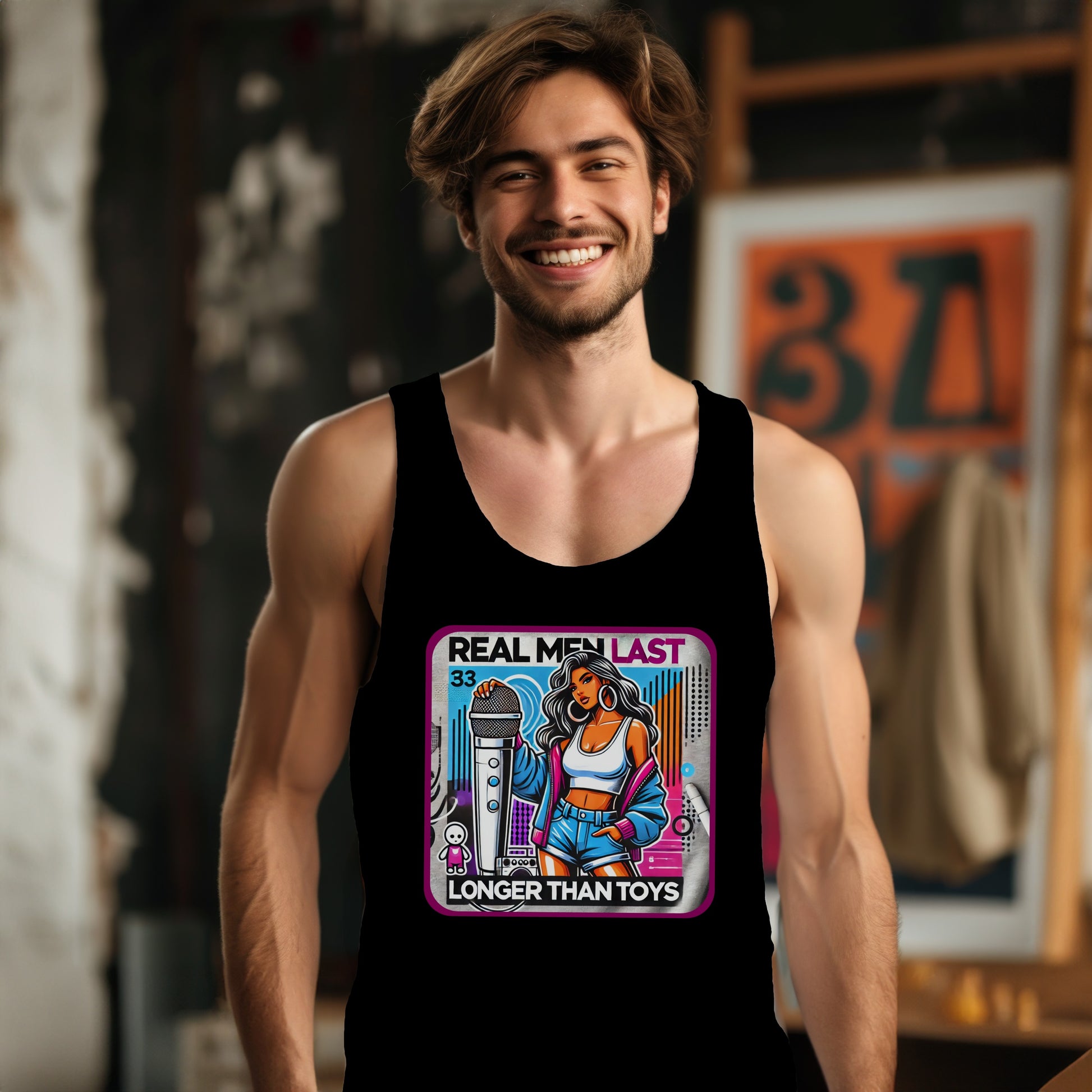Real Men Last Longer Than Toys Graphic Tank Top product