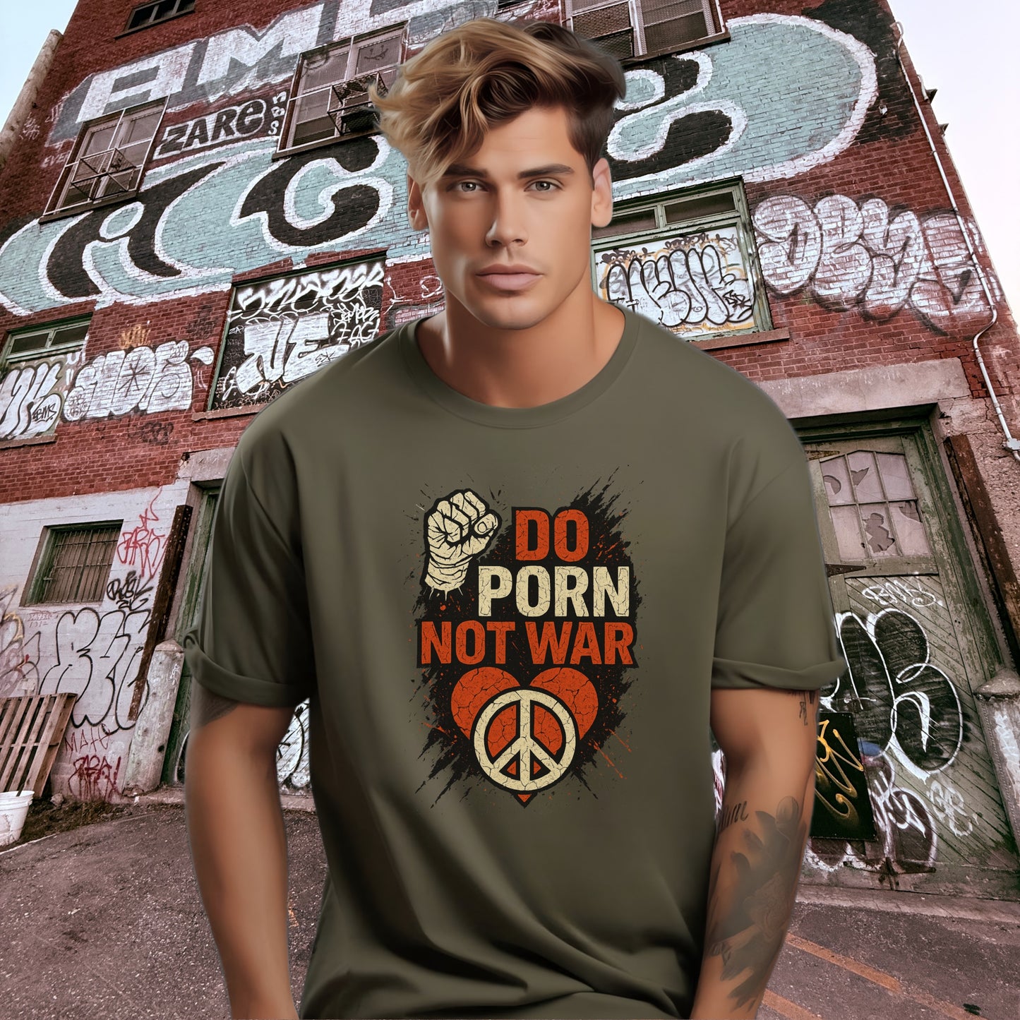Do Porn Not War Peace Symbol Graphic T-shirt product