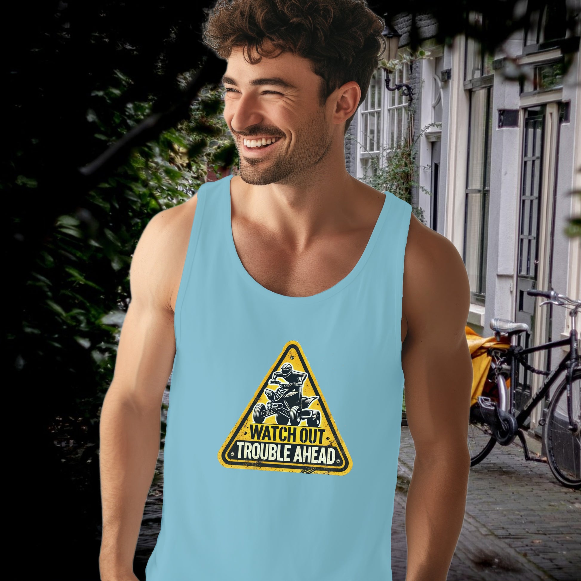 Watch Out Trouble Ahead Graphic Printed Tank Top