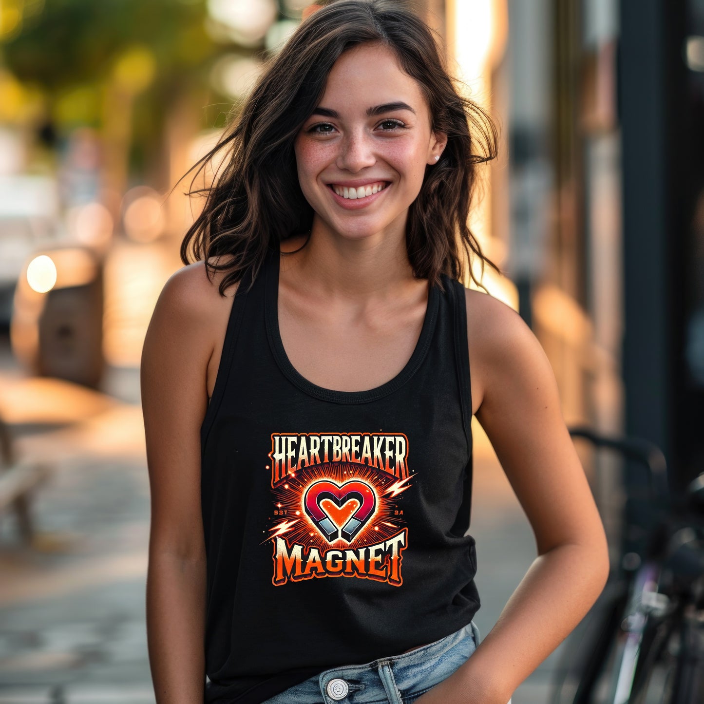 Heartbreaker Magnet Design on Black Tank Top product
