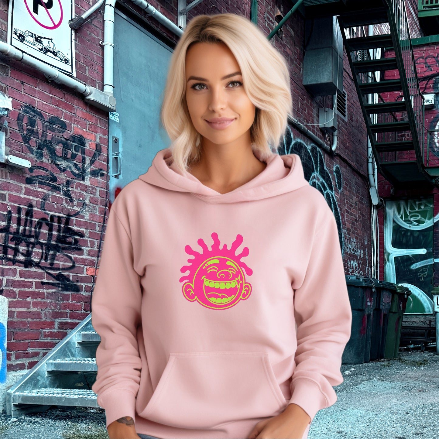 Cool Pink Hoodie with Bold Graphic Design