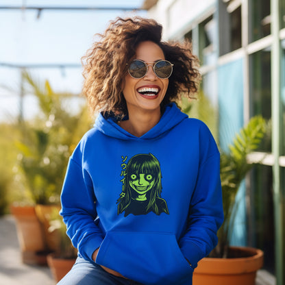 Bold Blue Hoodie with Stylish Graphic Design