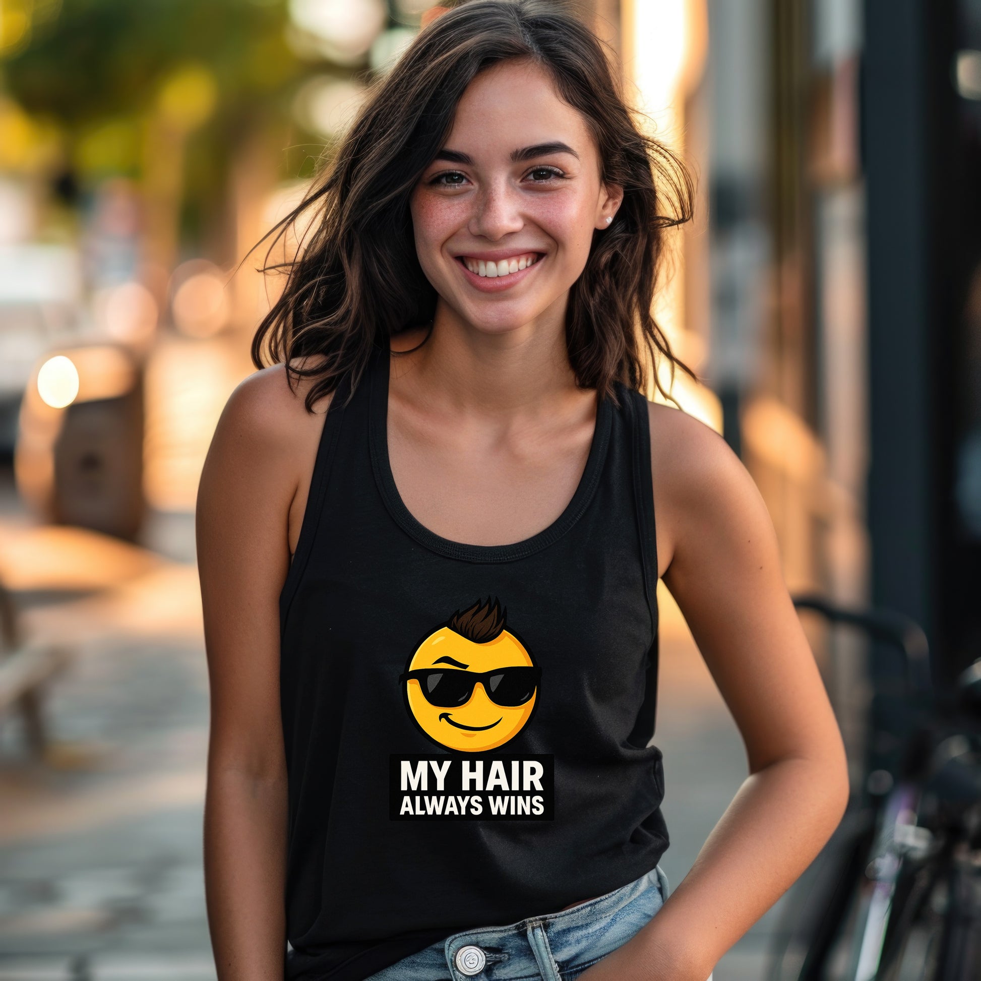 My Hair Always Wins Emoticon Design Tank Top product