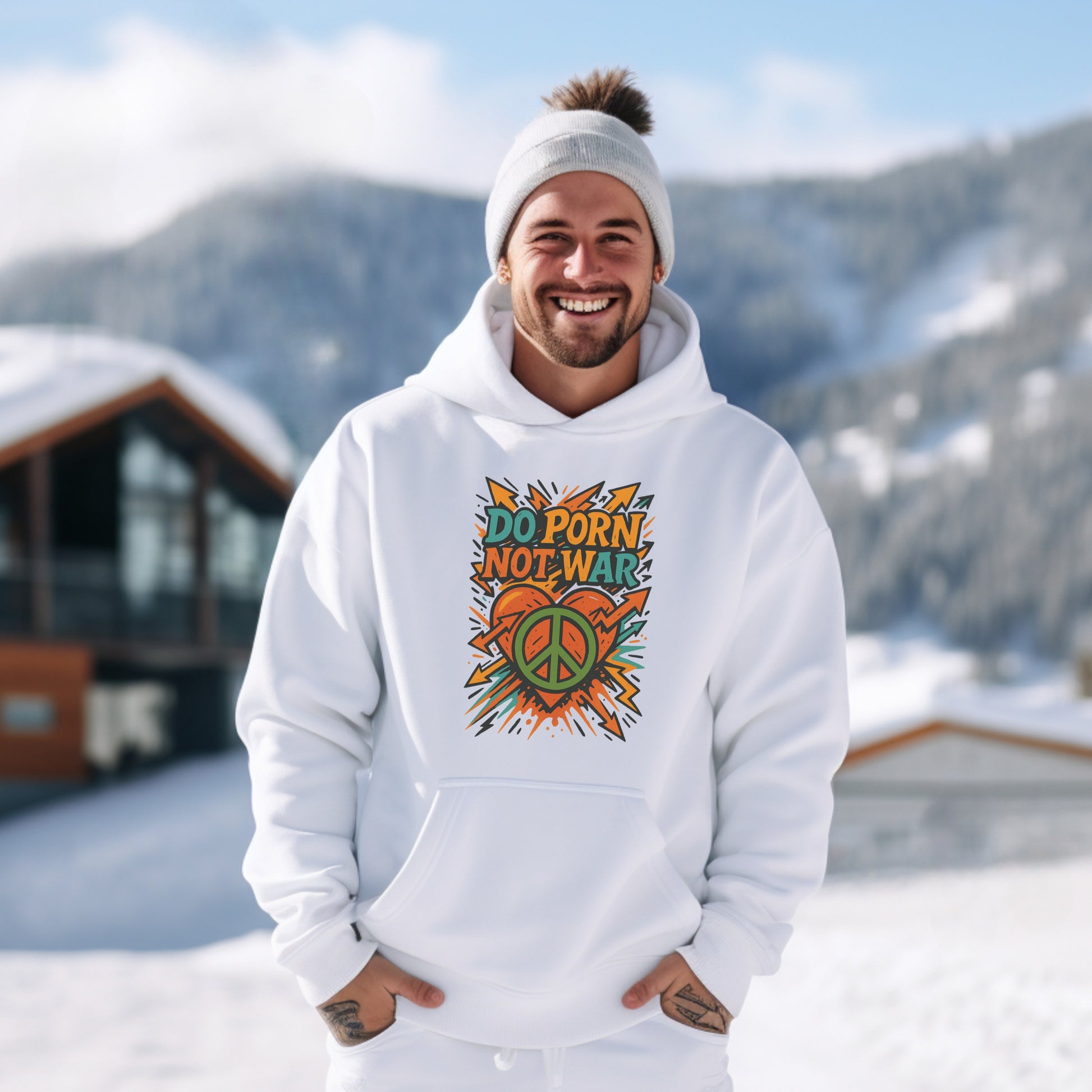 Do Porn Not War Peace Symbol Printed Hoodie product