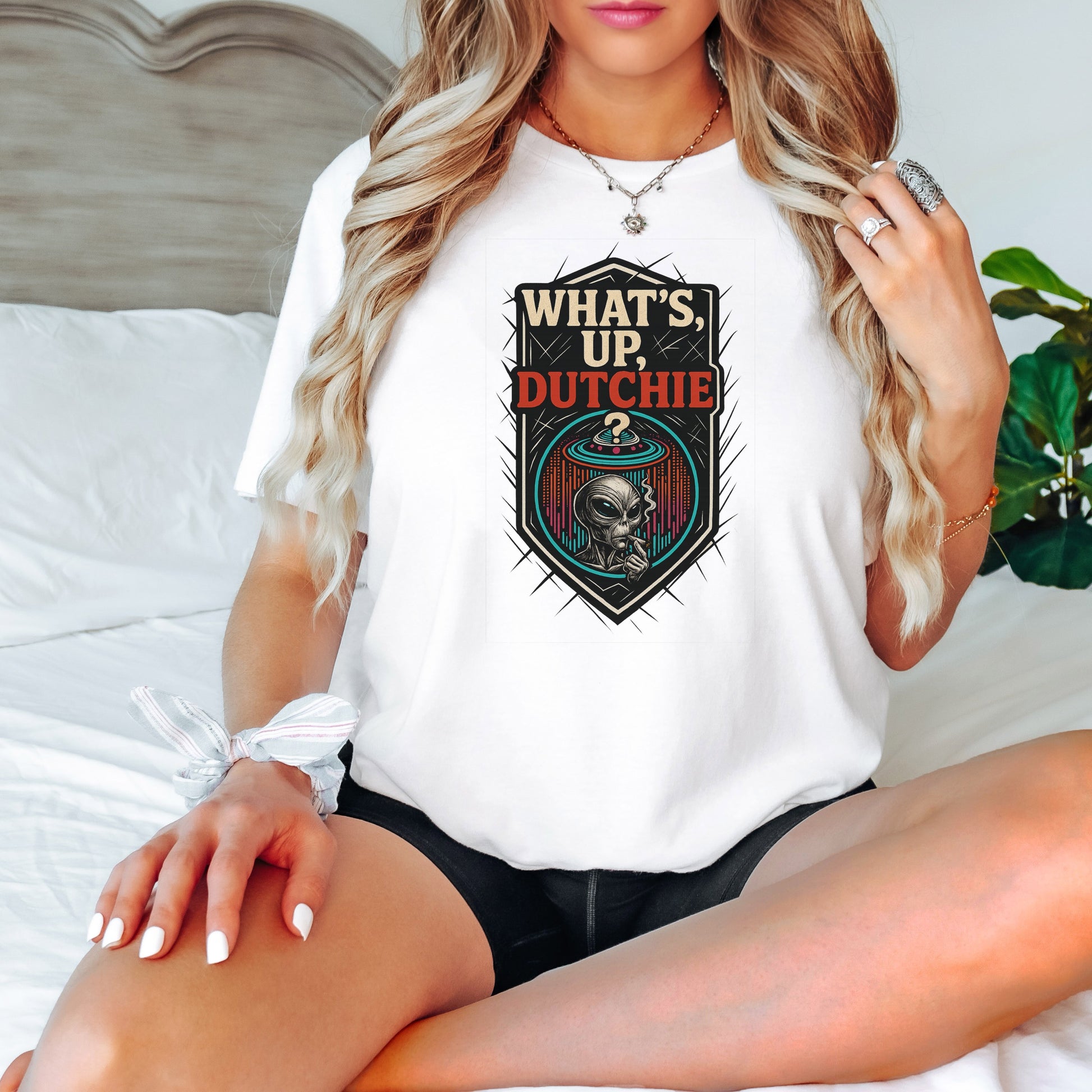 What's Up Dutchie Alien Themed Graphic T-Shirt product