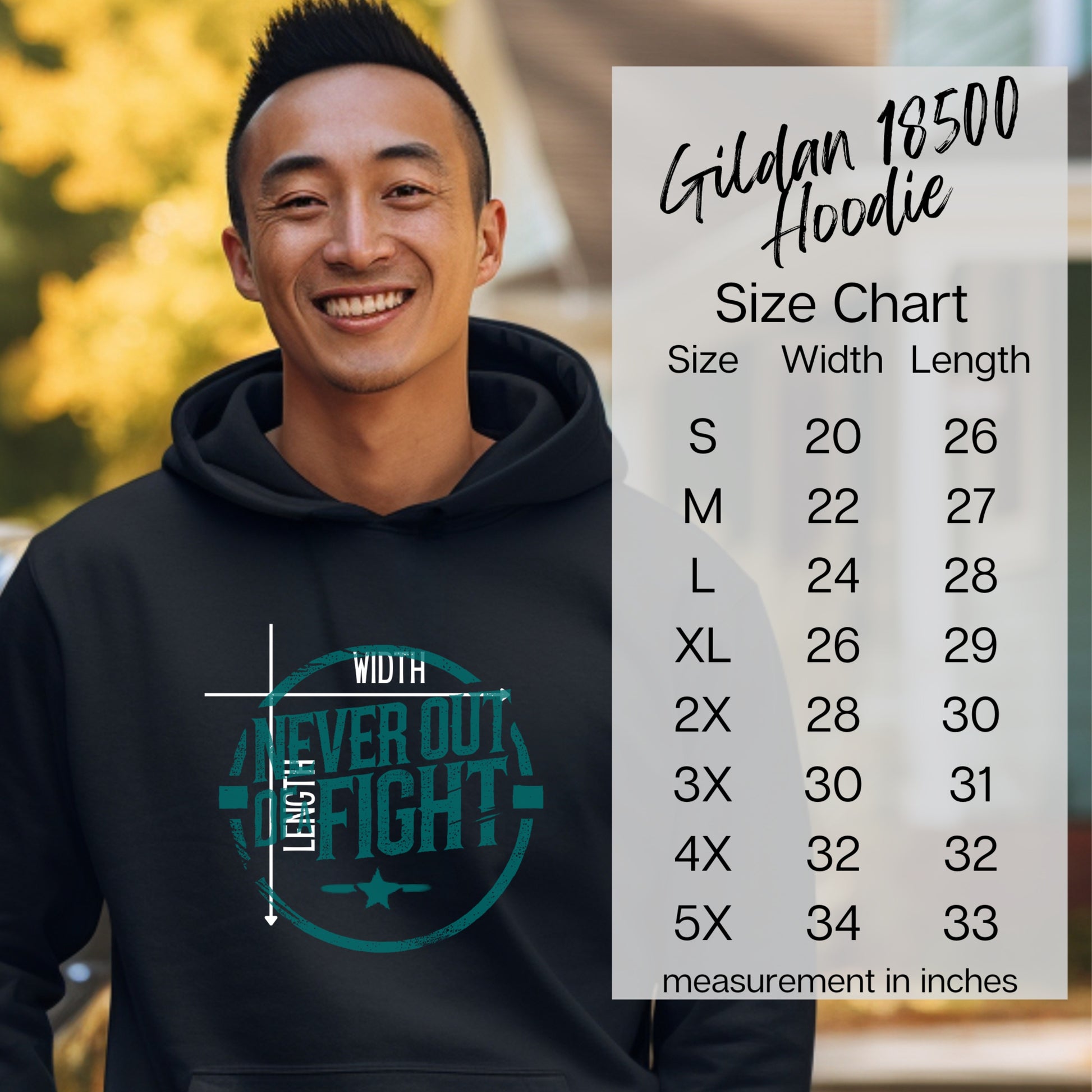 Never Out Fight Graphic Gildan 18500 Hoodie product type