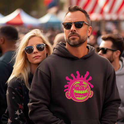 Bold Neon Smiling Face Design Hoodie
