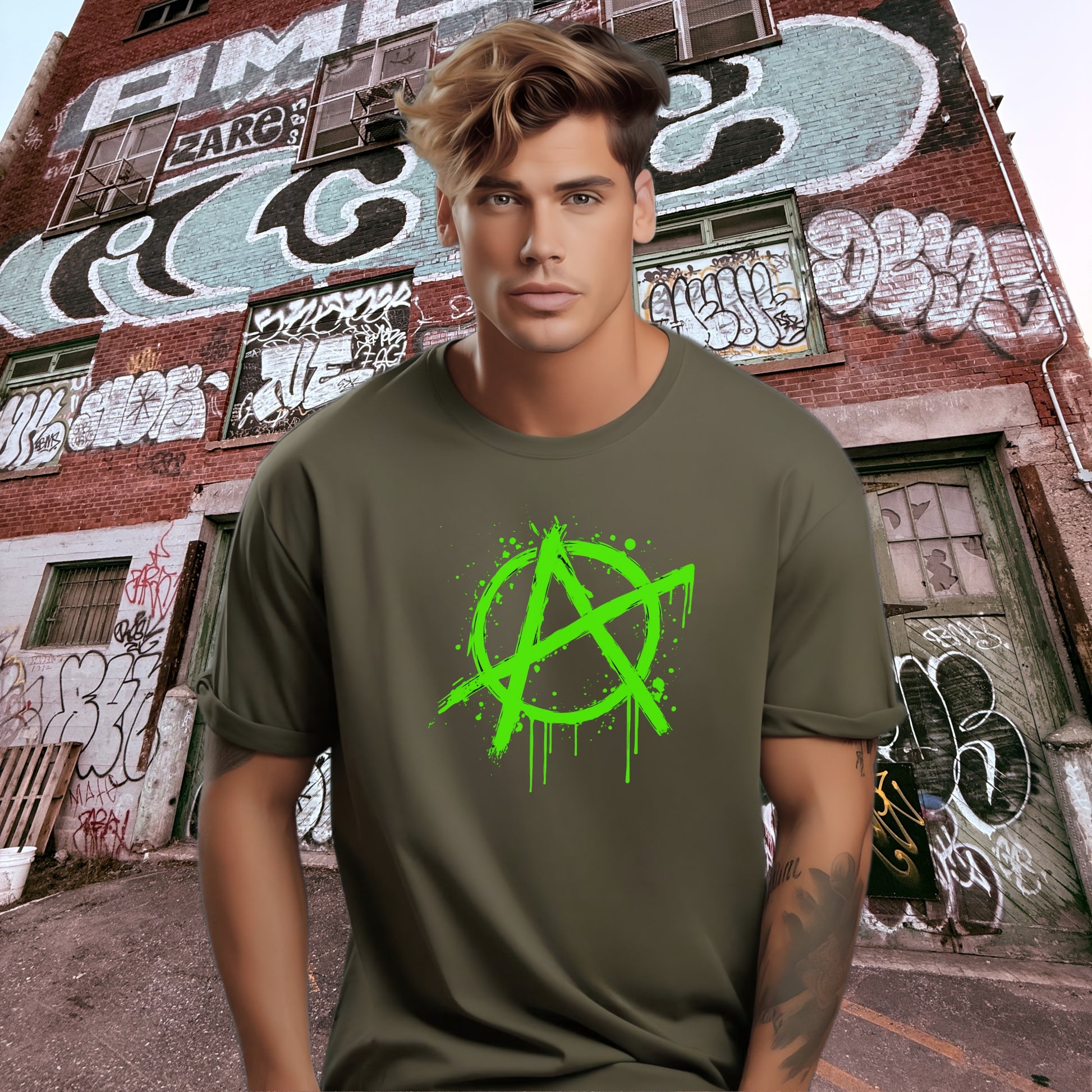 Grunge Urban Art Style T-shirt with Graffiti Design