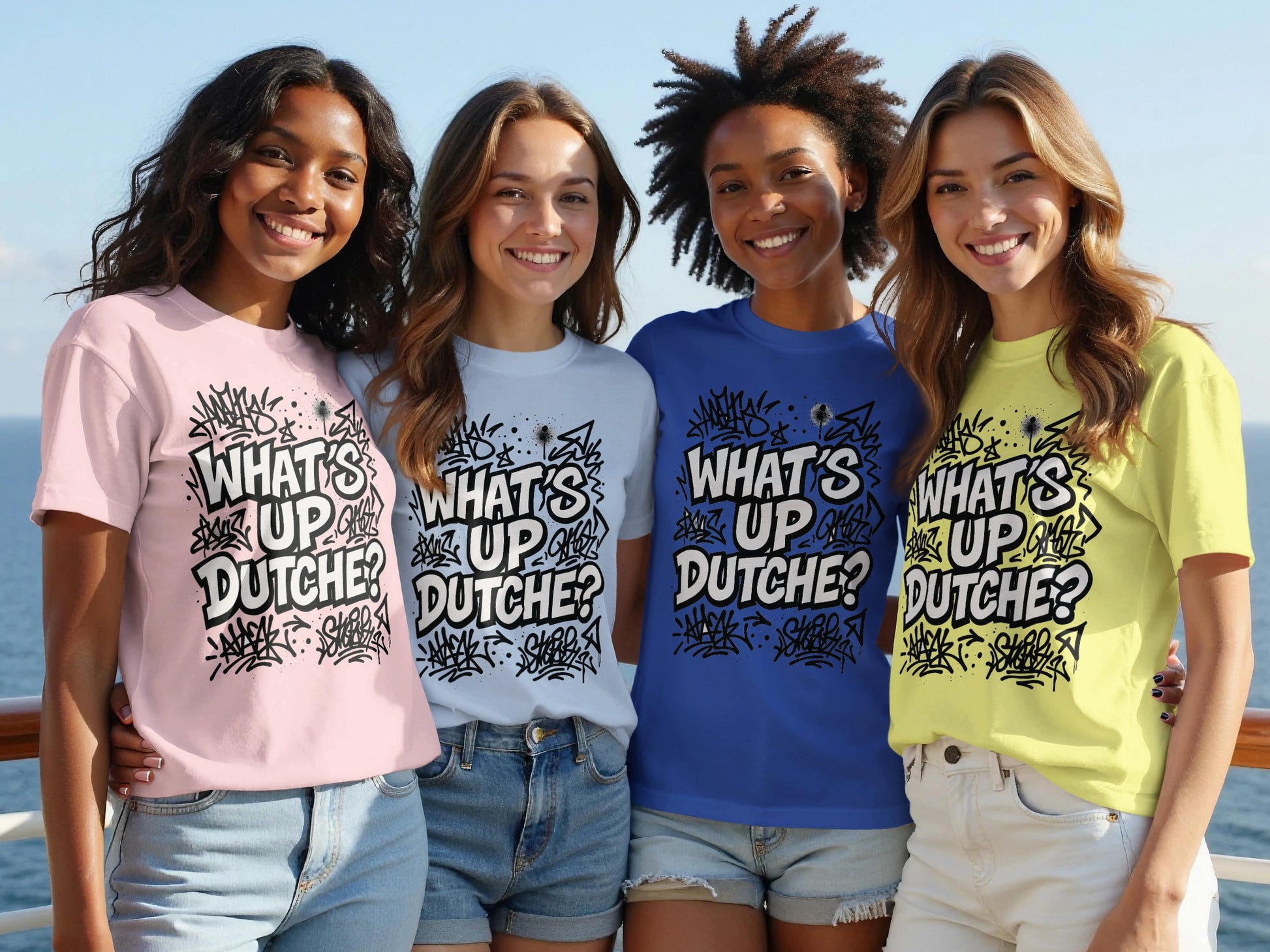 What's Up Dutch? Colorful Graphic Tee Shirt product type