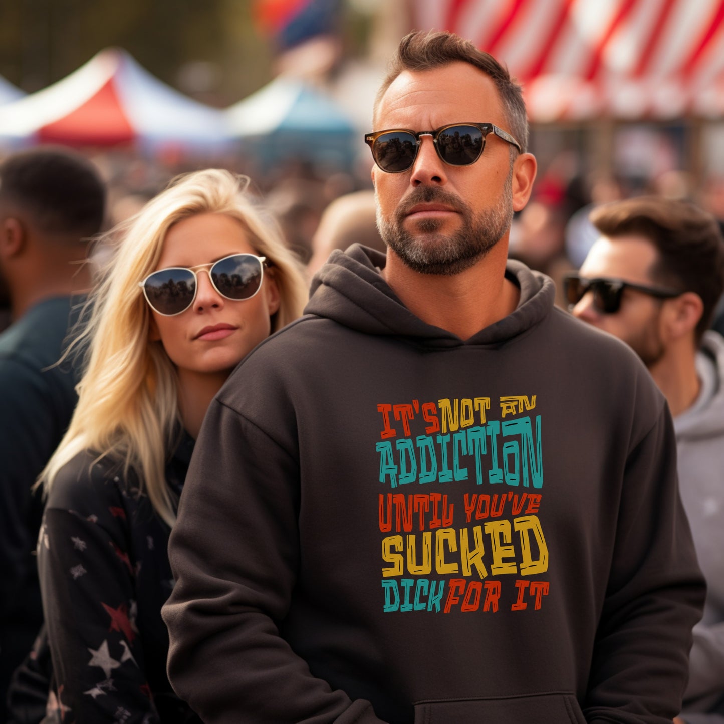 Humorous Hoodie with Eye-Catching Slogan Design