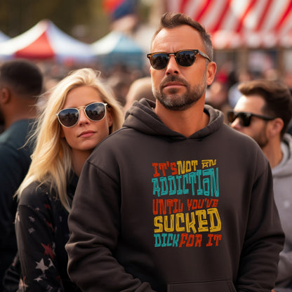 Humorous Hoodie with Eye-Catching Slogan Design