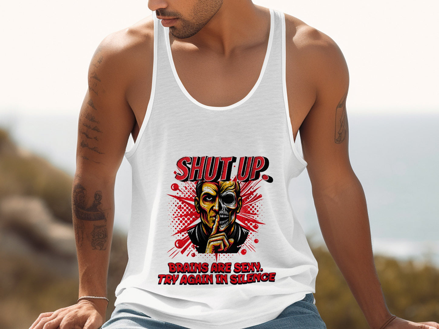 Shut Up Brains Are Sexy Funny Quote Tank Top product type